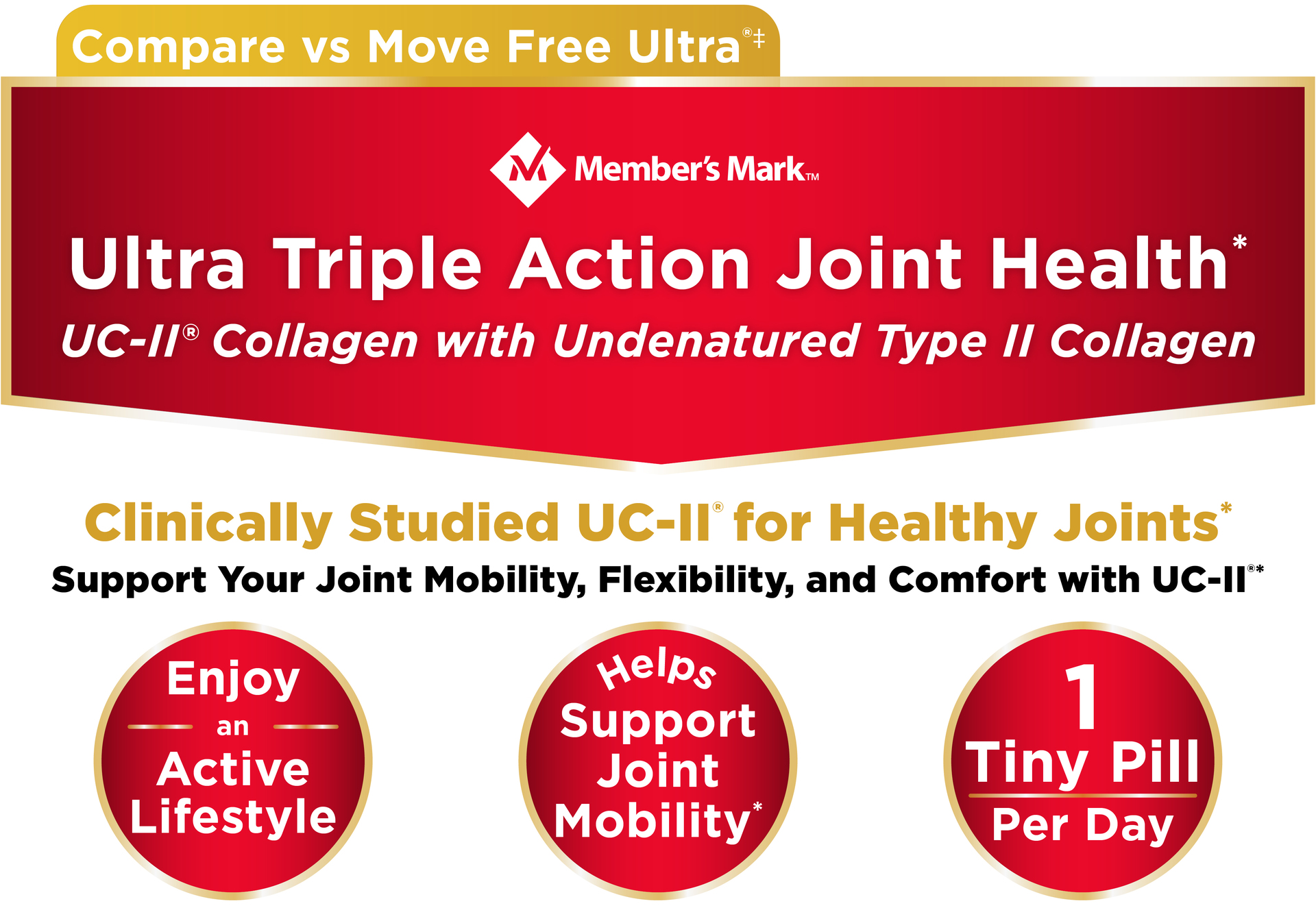 Viên uống giảm đau và hỗ trợ sụn khớp Member's Mark Ultra Triple Action Joint Health 125 viên