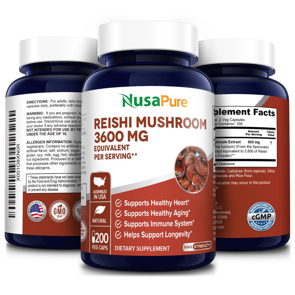 Hỗ trợ miễn dịch khỏe mạnh và chống lão hóa với Best Reishi Mushroom 3600 mg 200 Caps