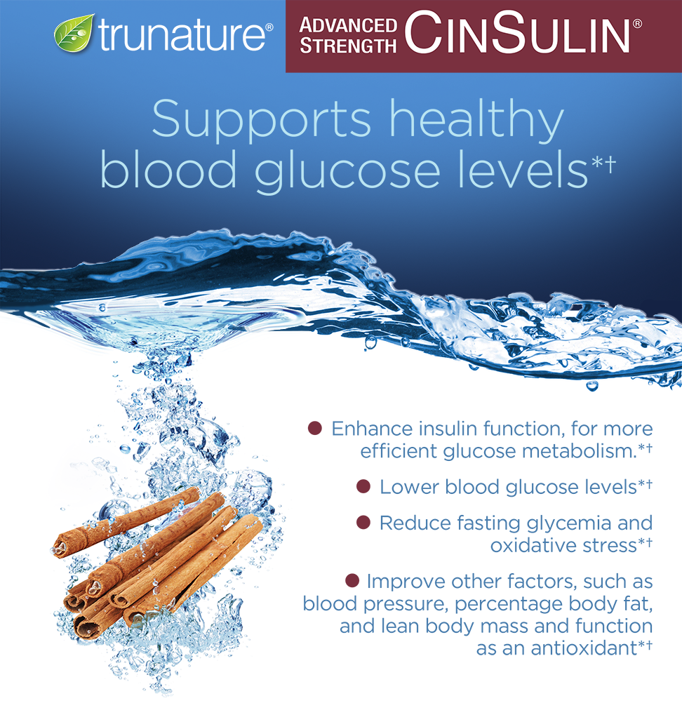 Hỗ trợ lượng đường trong máu khỏe mạnh trunature Advanced Strength CinSulin 500mg 200 viên