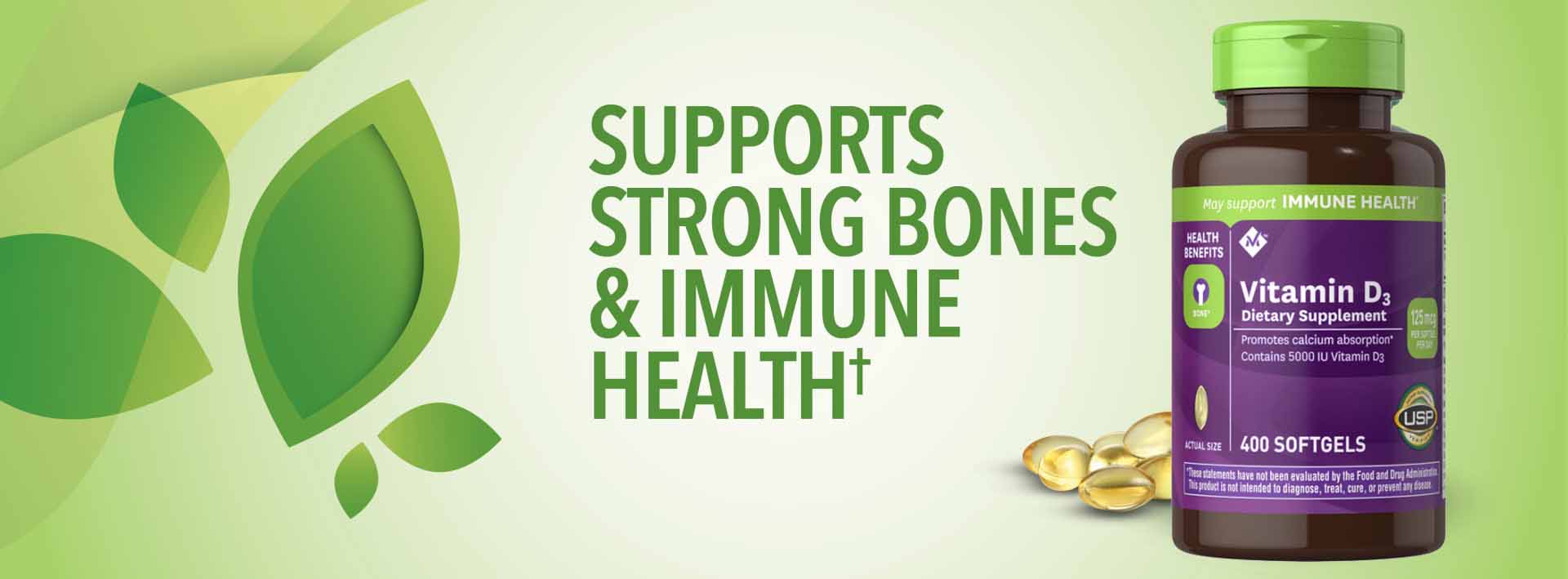 Hỗ trợ xương chắc khỏe và chức năng miễn dịch khỏe mạnh Member's Mark Vitamin D3 5000 IU Dietary Supplement 400 ct
