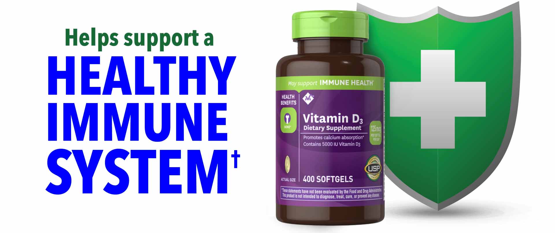 Hỗ trợ xương chắc khỏe và chức năng miễn dịch khỏe mạnh Member's Mark Vitamin D3 5000 IU Dietary Supplement 400 ct