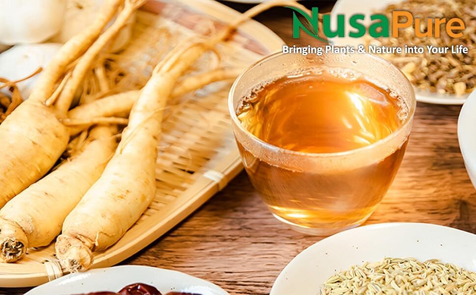 Hỗ trợ năng lượng lành mạnh với hồng sâm NusaPure Red Korean Panax Ginseng 9,000 mg 180 Veggie Caps