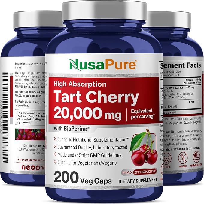 Hỗ trợ sức khỏe tim mạch và gout khỏe mạnh với Tart Cherry 20,000mg 200 Viên