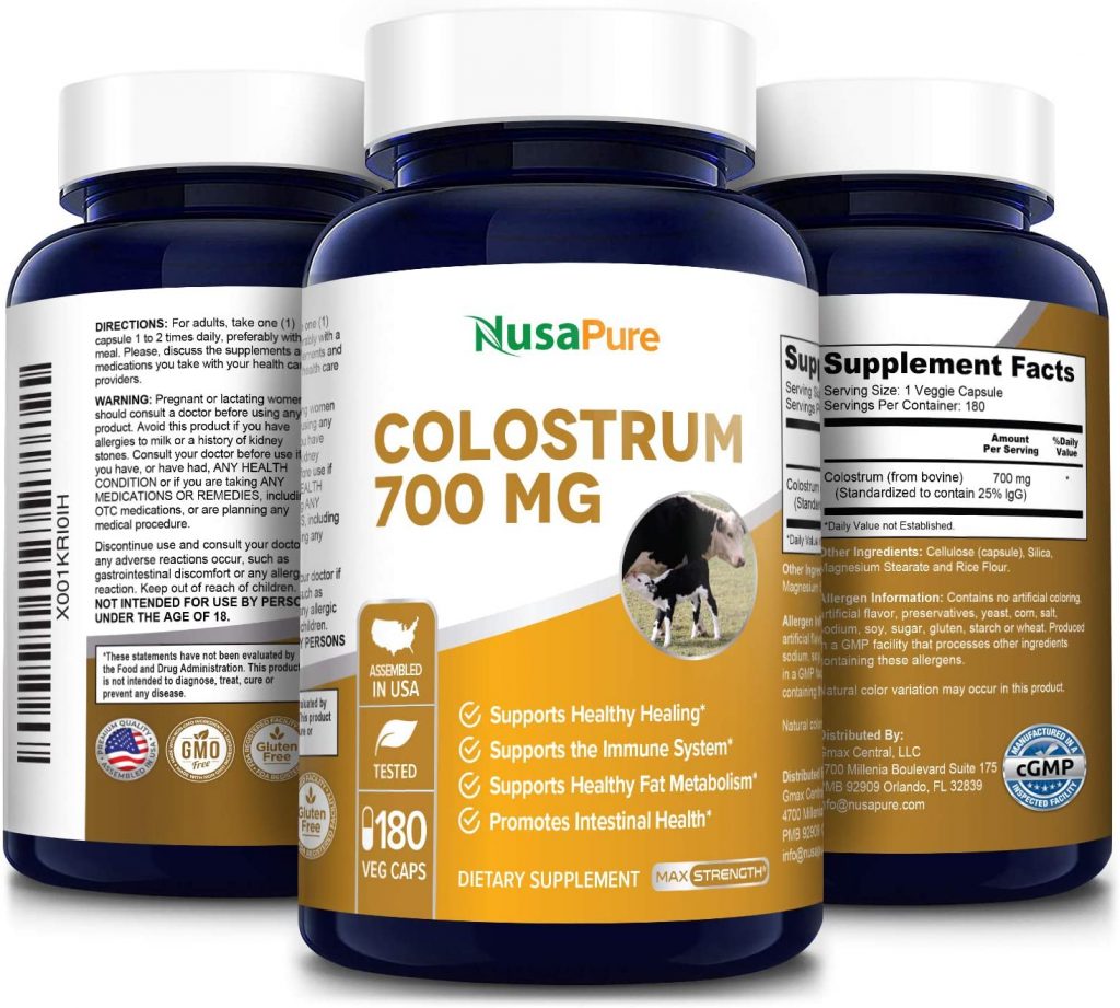 Hỗ trợ hệ thống miễn dịch khỏe mạnh với Colostrum 700 mg 180 Vegetarian Caps