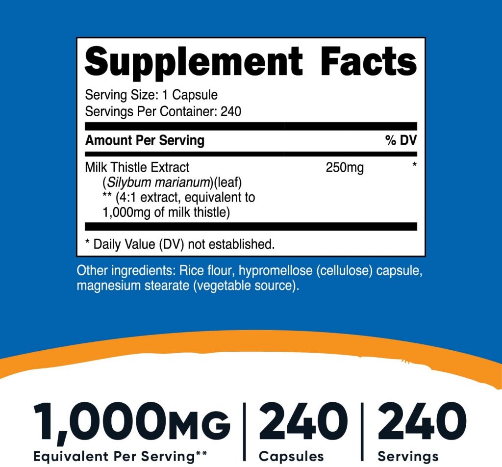 Hỗ trợ giải độc gan khỏe mạnh với Nutricost Milk Thistle 250mg 240 Capsules  - Chuyên Order Thực phẩm Chức Năng của Mỹ