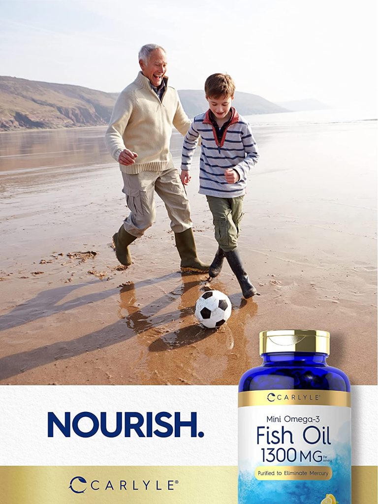 Hỗ trợ sức khỏe mắt và tim khỏe mạnh với Carlyle Mini Fish Oil 1300mg (830mg Omega-3) 200 Softgels