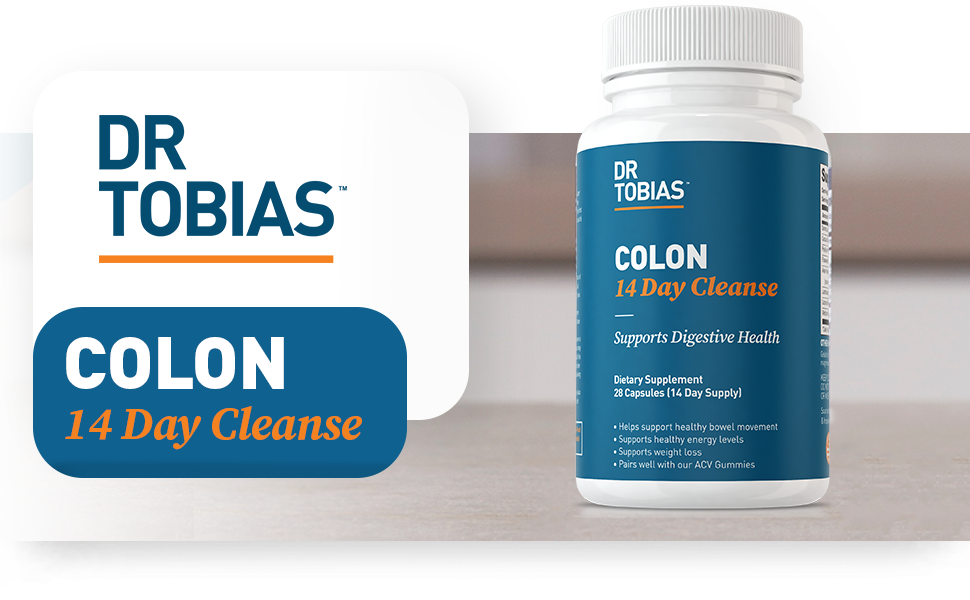 Hỗ trợ nhu động ruột khỏe mạnh và giải độc làm sạch ruột kết với Dr. Tobias Colon 14 Day Cleanse 28 Capsules
