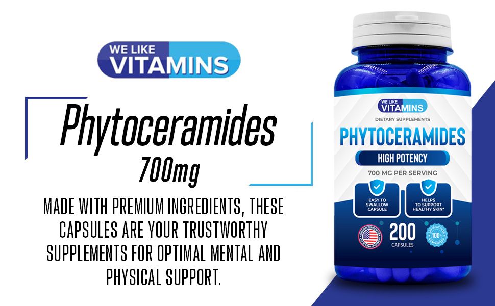 Giúp hỗ trợ trẻ hóa làn da lão hóa với We Like Vitamins Phytoceramides 700mg 200 Capsules