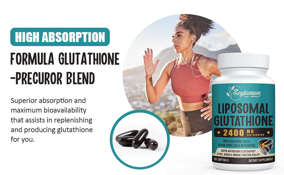 Viên uống Glutathione chống lão hóa, giải độc gan với Zeylamum Liposomal Glutathione 2400 mg - 60 Softgels