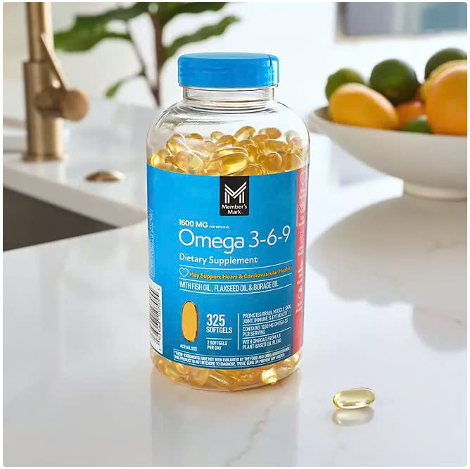 Viên uống bổ sung dầu cá Member’s Mark Omega 3-6-9 325 viên.