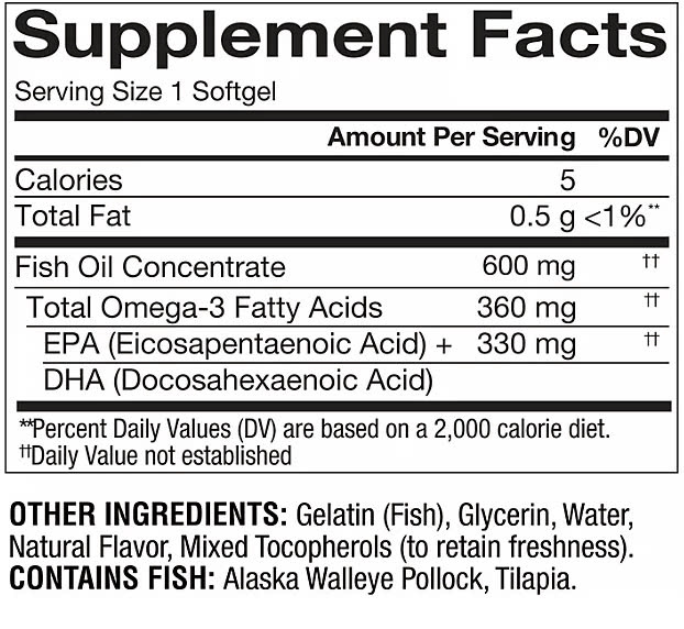 Hỗ trợ sức khỏe tim mạch với Member's Mark 360mg Omega-3 from Fish Oil MINI 300 viên