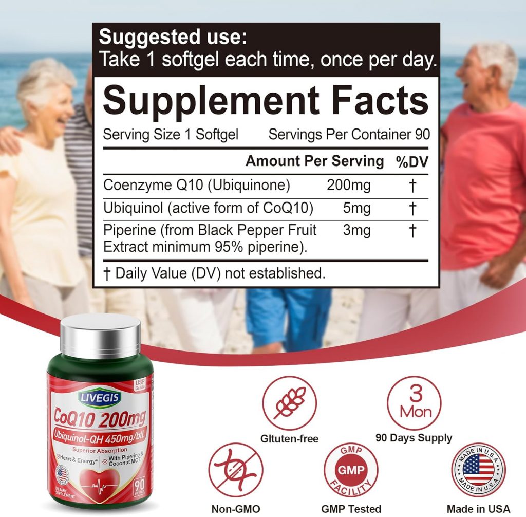 Hỗ trợ tim mạch và chống oxy hóa tối đa với LIVEGIS Ultra CoQ10 Ubiquinone 200mg With Coconut MCT Oil 90 viên