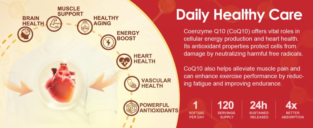 Hỗ trợ tim mạch và Chất chống oxy hóa tối đa với CoQ10 200mg Softgels with Vitamin E & Omega 3-6 -9 & PQQ with Bioperine 120 viên