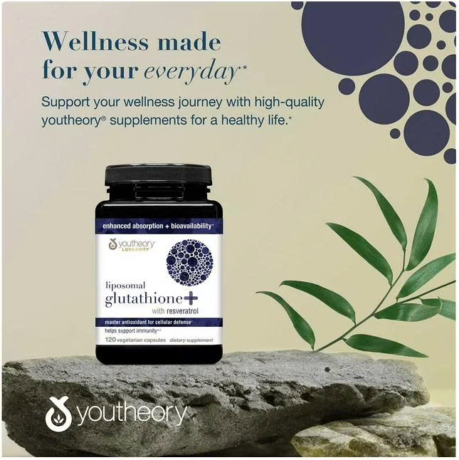 Chống oxy hóa và hỗ trợ sức khỏe tế bào lâu dài với Youtheory Liposomal Glutathione+ with Resveratrol 120 Capsules Chống oxy hóa và hỗ trợ sức khỏe tế bào lâu dài với Youtheory Liposomal Glutathione+ with Resveratrol 120 Capsules