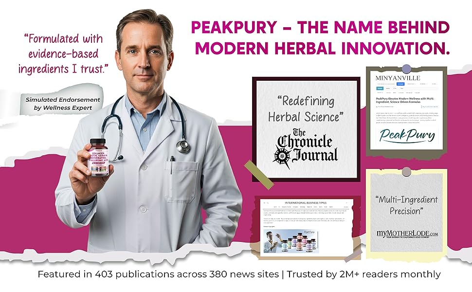 Hỗ trợ sức khỏe da và khớp với PeakPury Liver Collagen Biotin Resveratrol Saw Palmetto 150 Capsules
